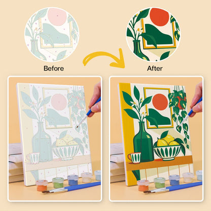 Before and after painting by numbers