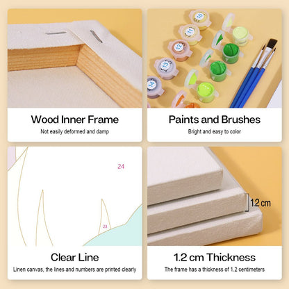 Wood inner frame, paints and brushes, clear lines, 1.2 cm thickness