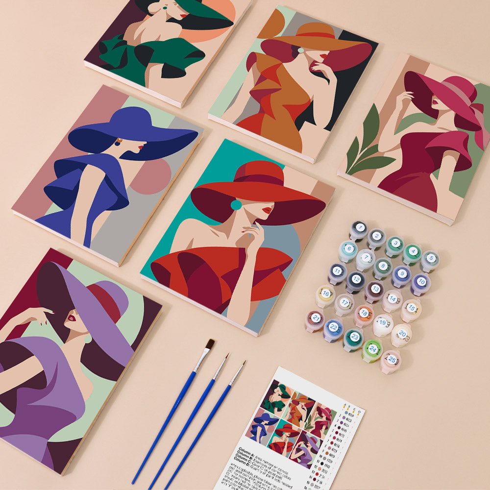 Everything in the Bold Hat Ladies mini painting kit