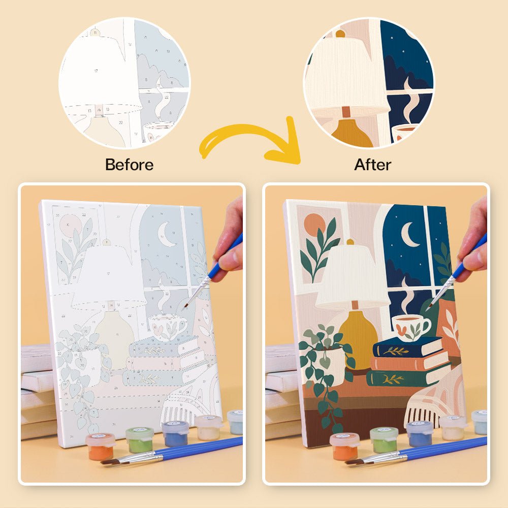 Before and after painting by numbers