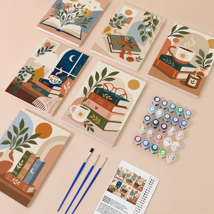 Everything in the Book Nook Moments mini painting kit