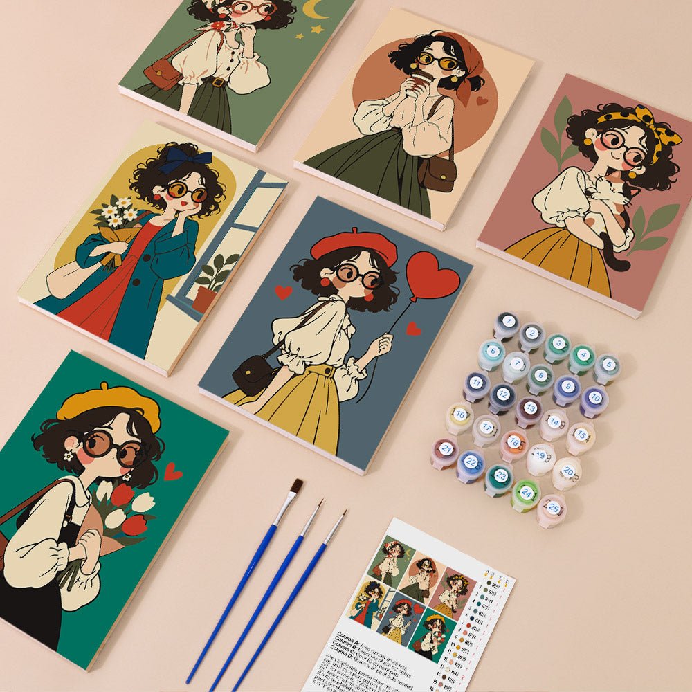 Everything in the Bookish Girls mini painting kit