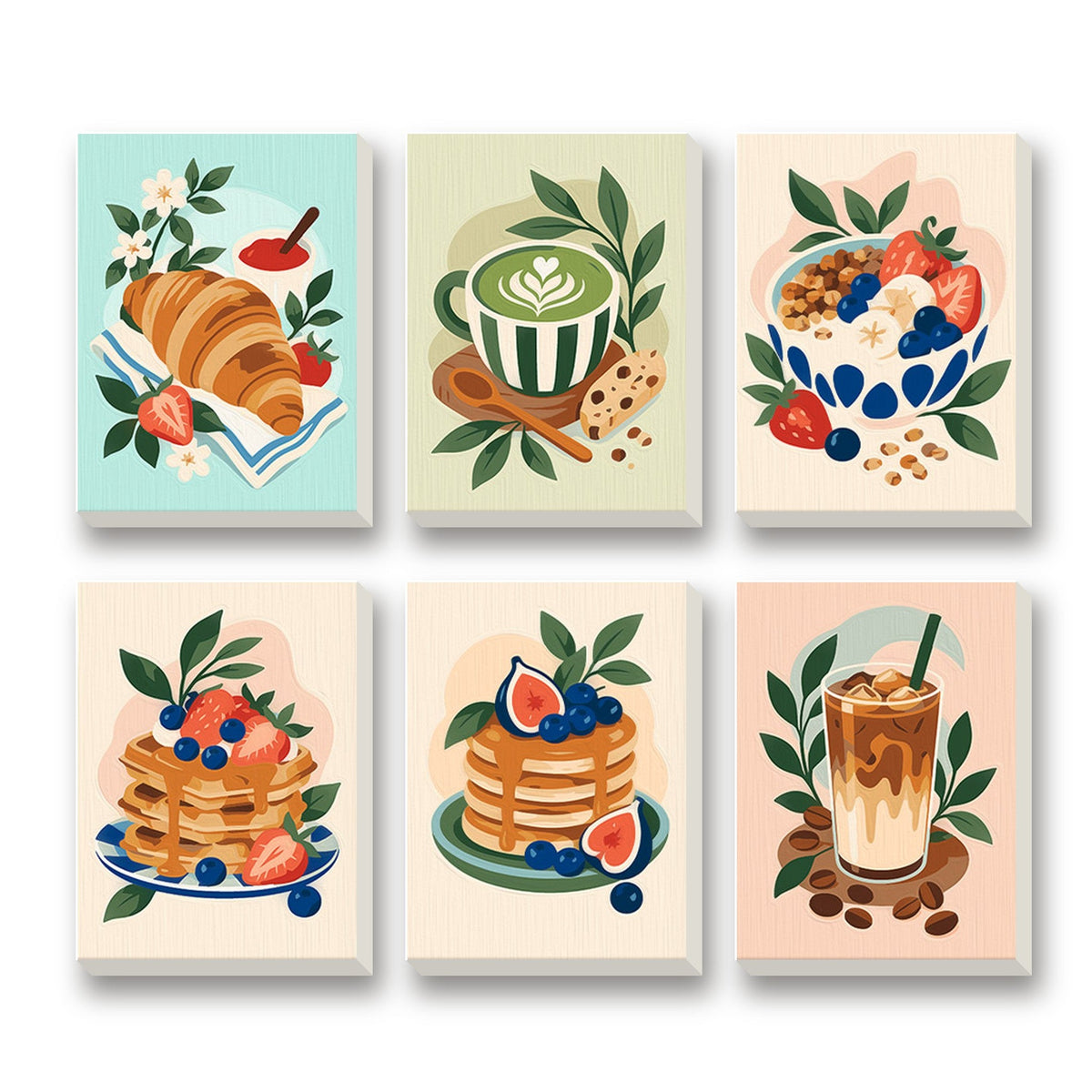 Brunch Club – set of 6 mini paint by numbers canvases