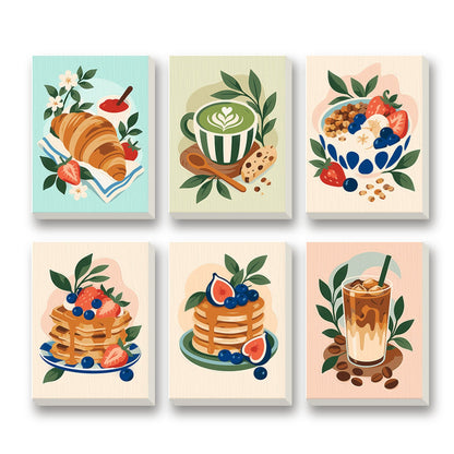 Brunch Club – set of 6 mini paint by numbers canvases