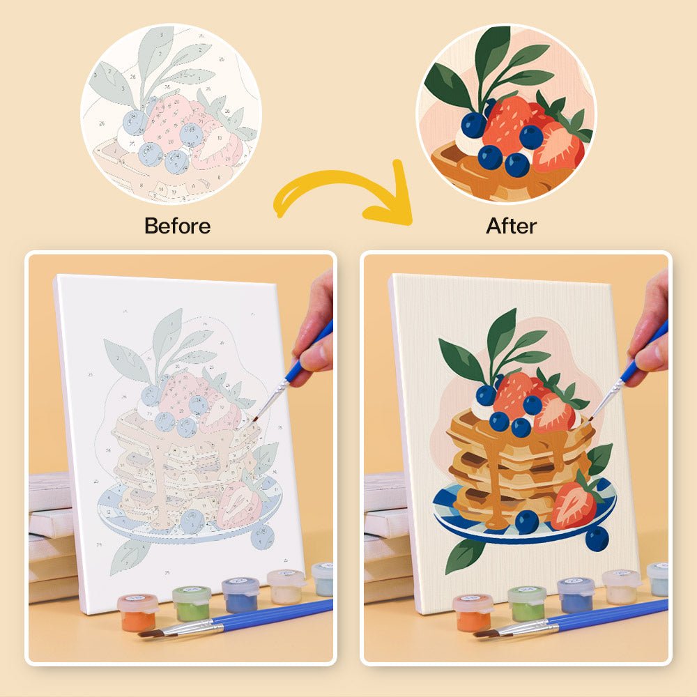 Before and after painting by numbers