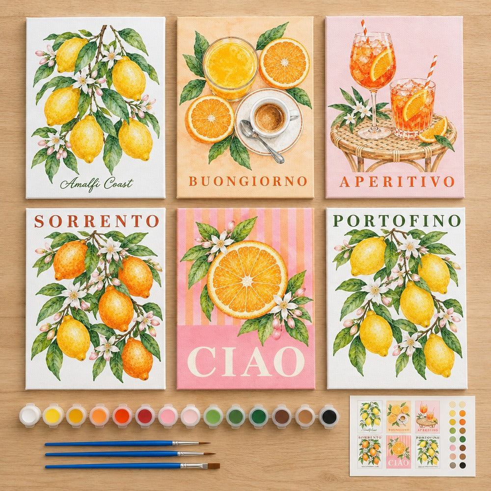 Everything in the Buongiorno Positano mini painting kit