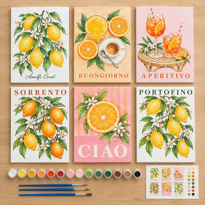 Everything in the Buongiorno Positano mini painting kit