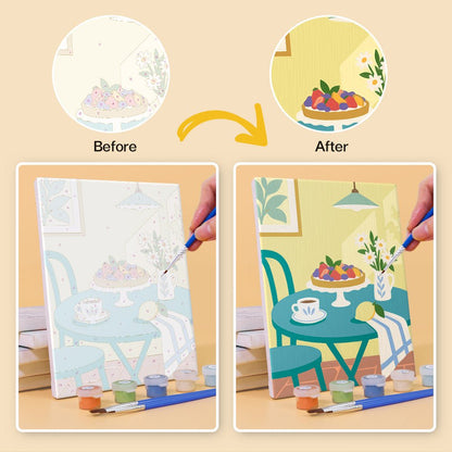 Before and after painting by numbers