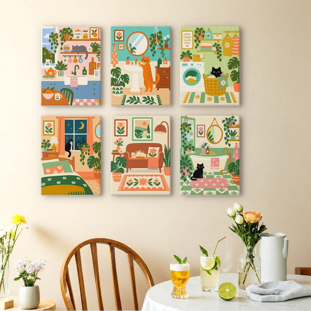 Cat Cozy Rooms mini painting set