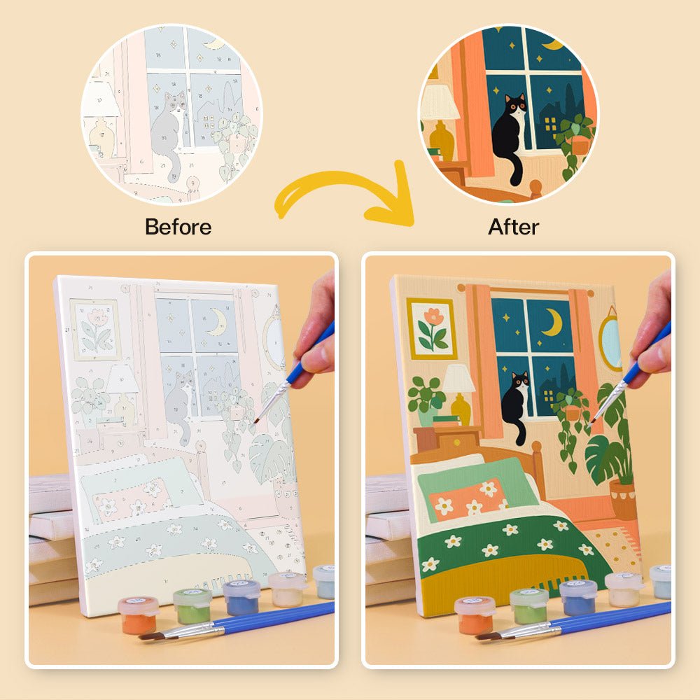 Before and after painting by numbers