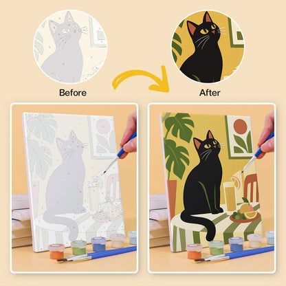 Before and after painting by numbers