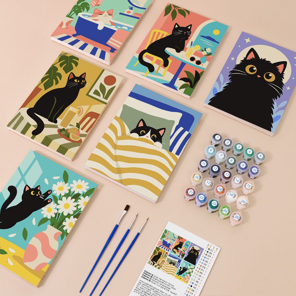 Everything in the Cat Mischief mini painting kit