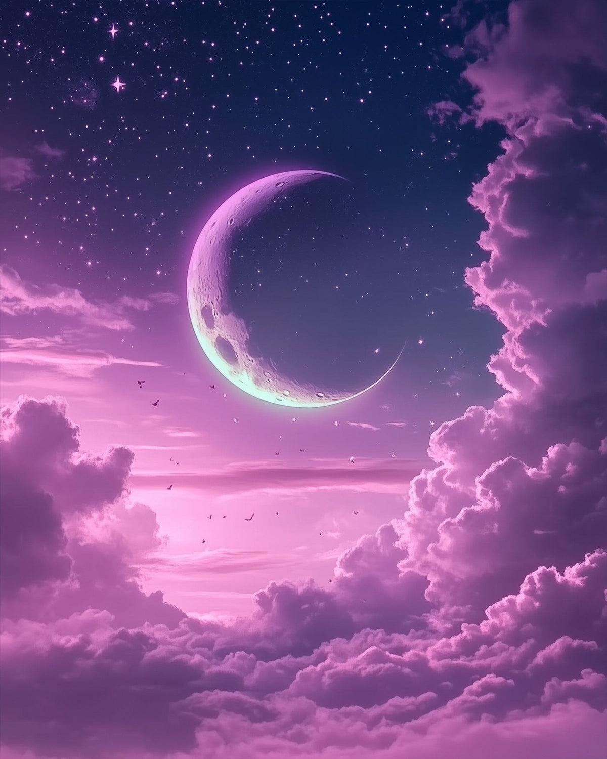 Celestial Crescent Night - Galaxies - Judy Paint