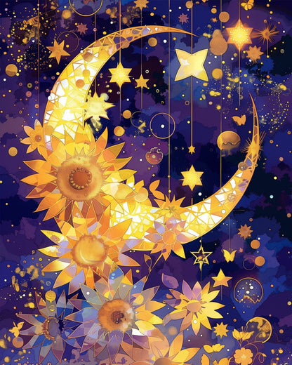 Celestial Sunflowers Dreamscape - Bohemian Vibes - Judy Paint