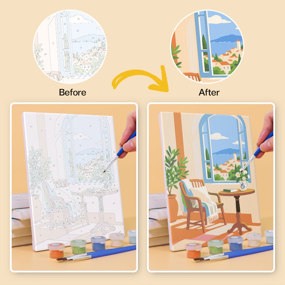 Before and after painting by numbers