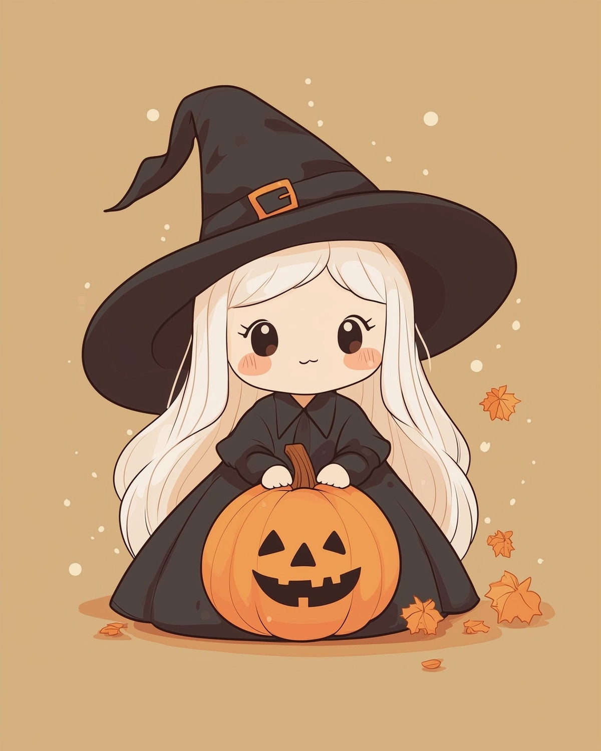 Charming Witch with Pumpkin - Halloween - Judy Paint
