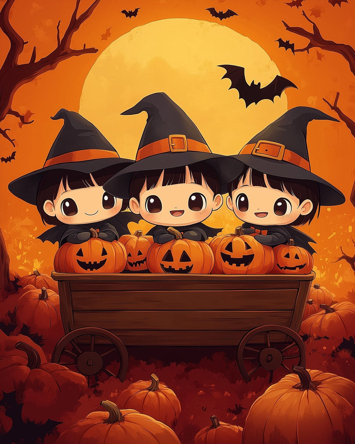 Charming Witches Wagon - Halloween - Judy Paint