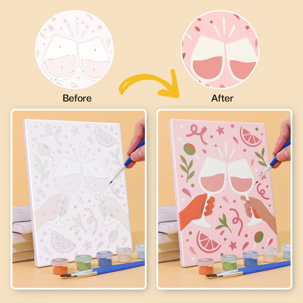 Before and after painting by numbers
