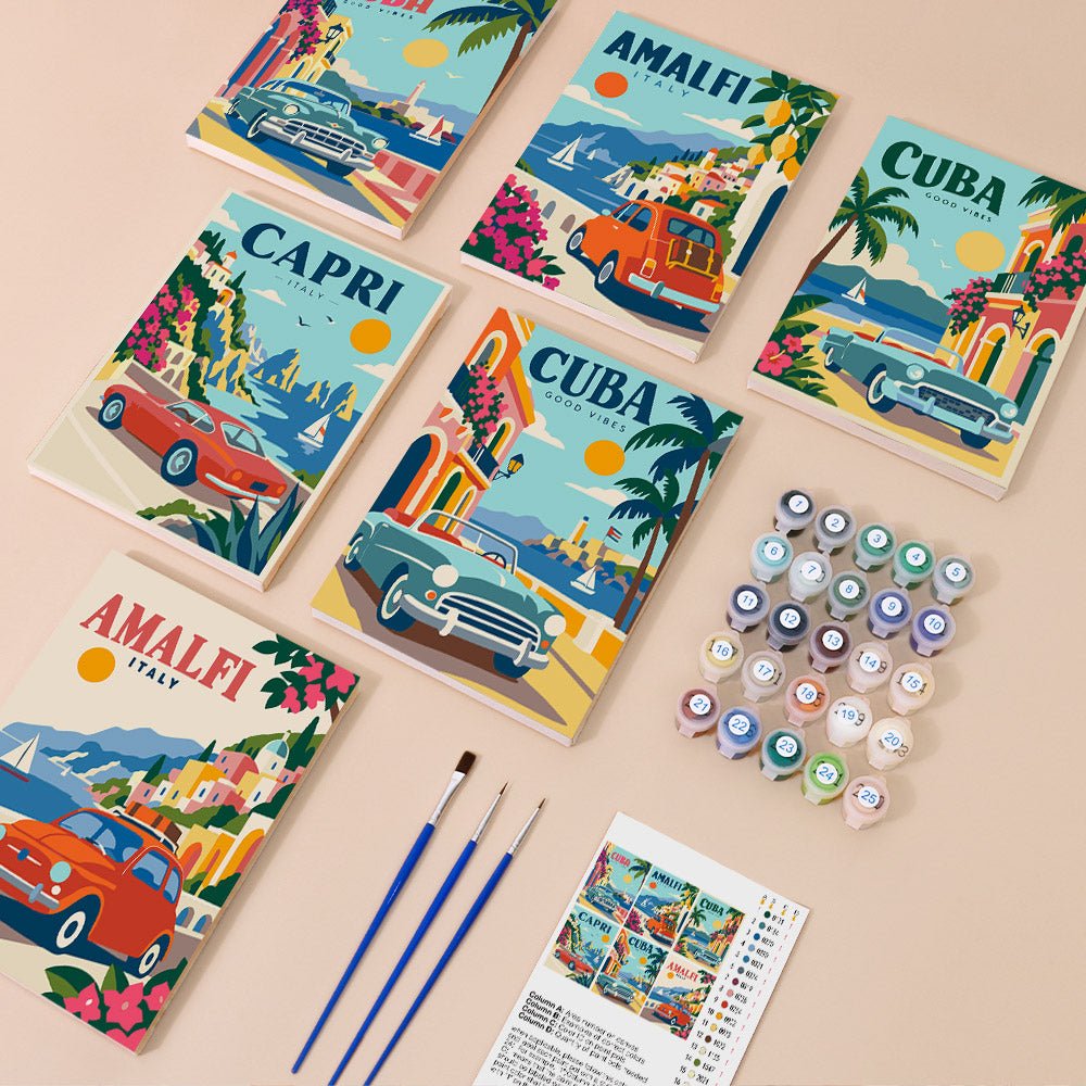Everything in the Classic Car Getaways mini painting kit