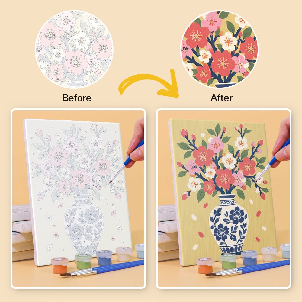 Before and after painting by numbers