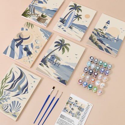 Everything in the Coastal Blues mini painting kit