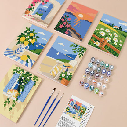 Everything in the Coastal Daydreams mini painting kit