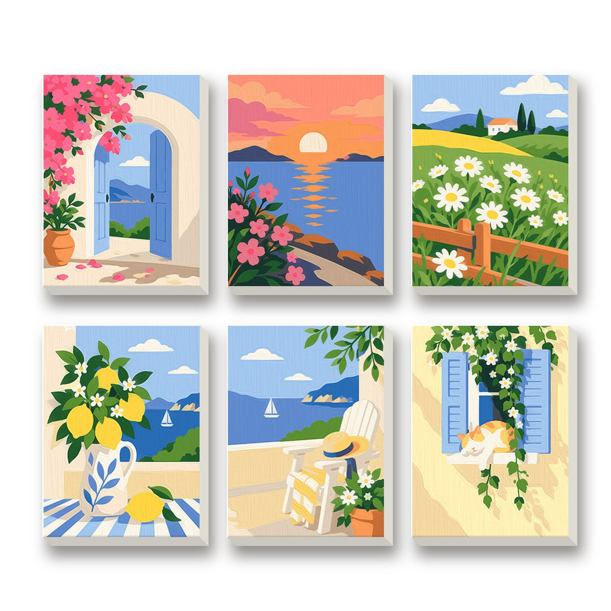 Coastal Daydreams – set of 6 mini paint by numbers canvases