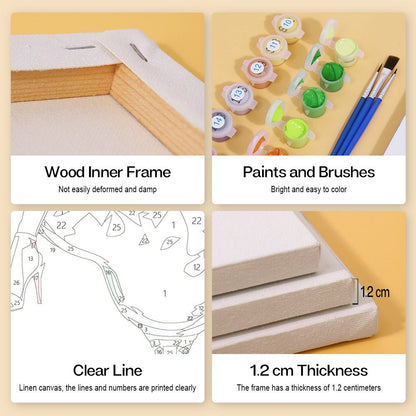 Wood inner frame, paints and brushes, clear lines, 1.2 cm thickness