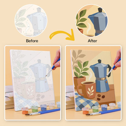 Before and after painting by numbers