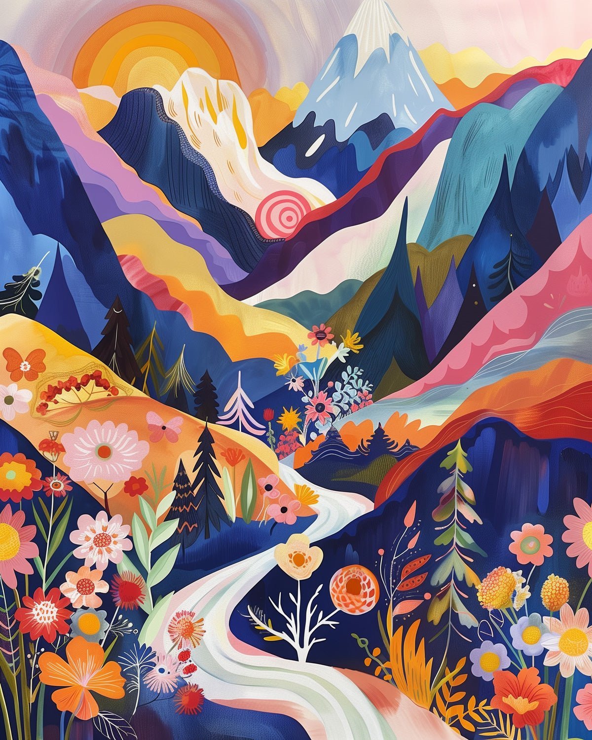 Colorful Abstract River Landscape - Judy Paint