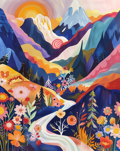 Colorful Abstract River Landscape - Judy Paint