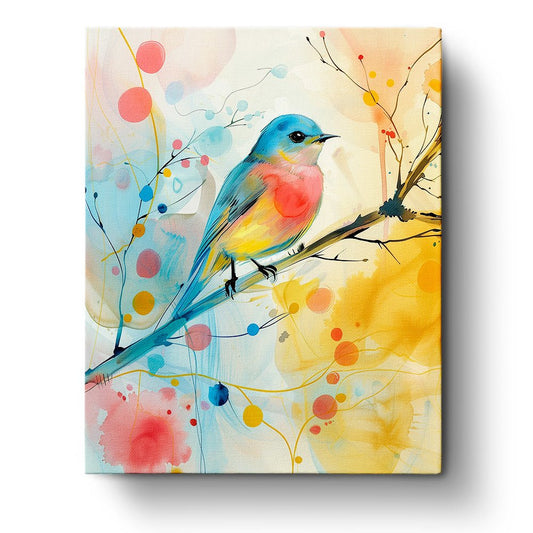 Colorful Bird in Abstract Nature - Bohemian Vibes - Judy Paint
