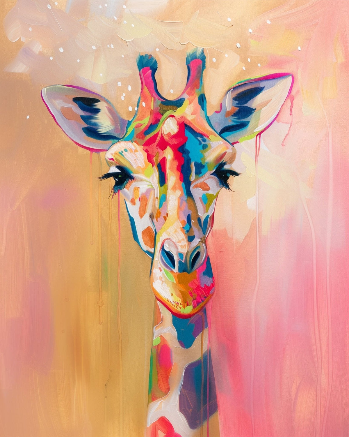 Colorful Giraffe Portrait - Abstract Animals - Judy Paint