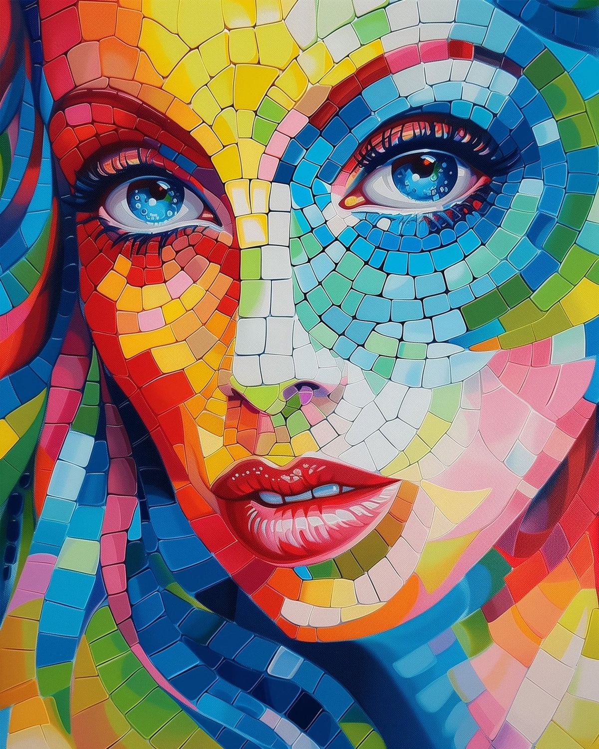 Colorful Mosaic Portrait - Bohemian Vibes - Judy Paint