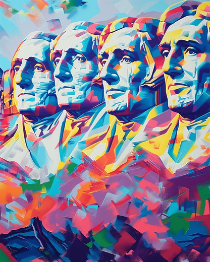 Colorful Mount Rushmore - USA - Judy Paint