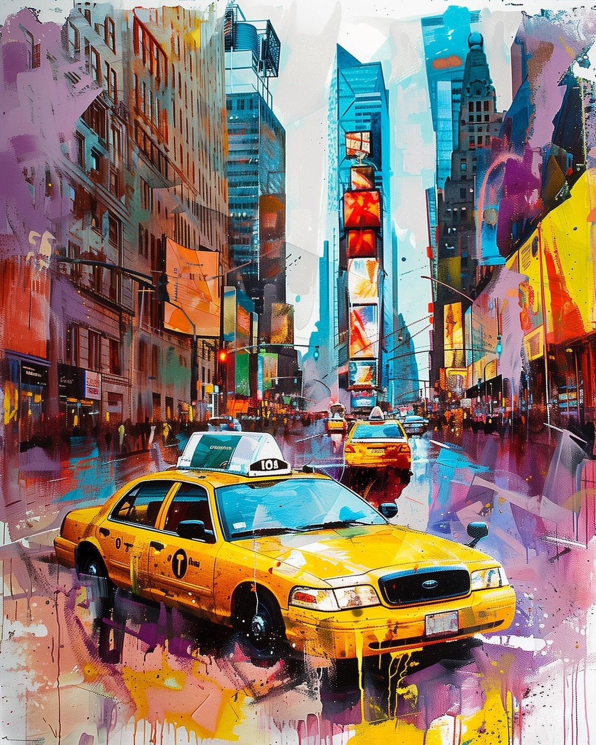 Colorful Times Square Taxi - USA - Judy Paint
