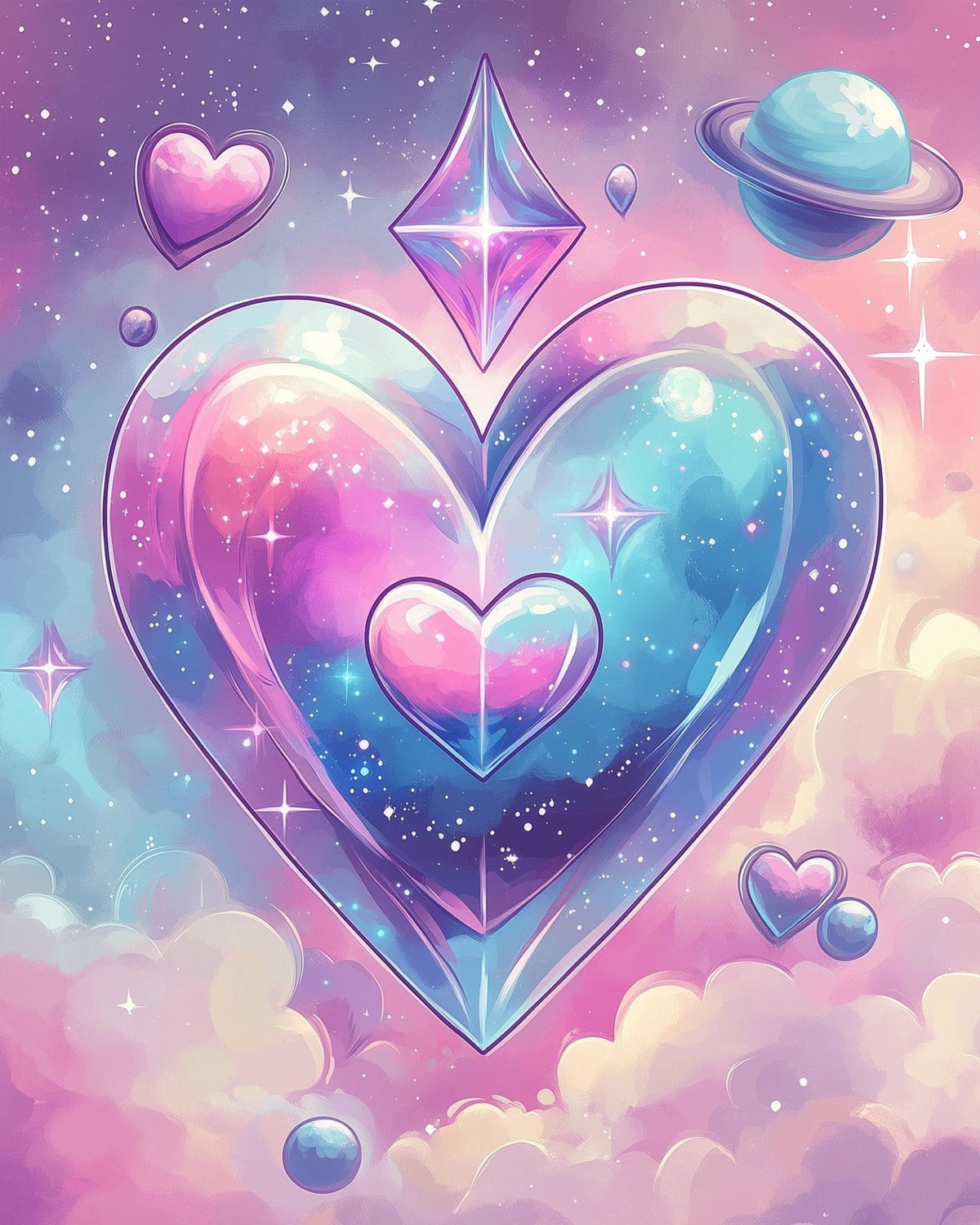 Cosmic Heart Harmony - Galaxies - Judy Paint