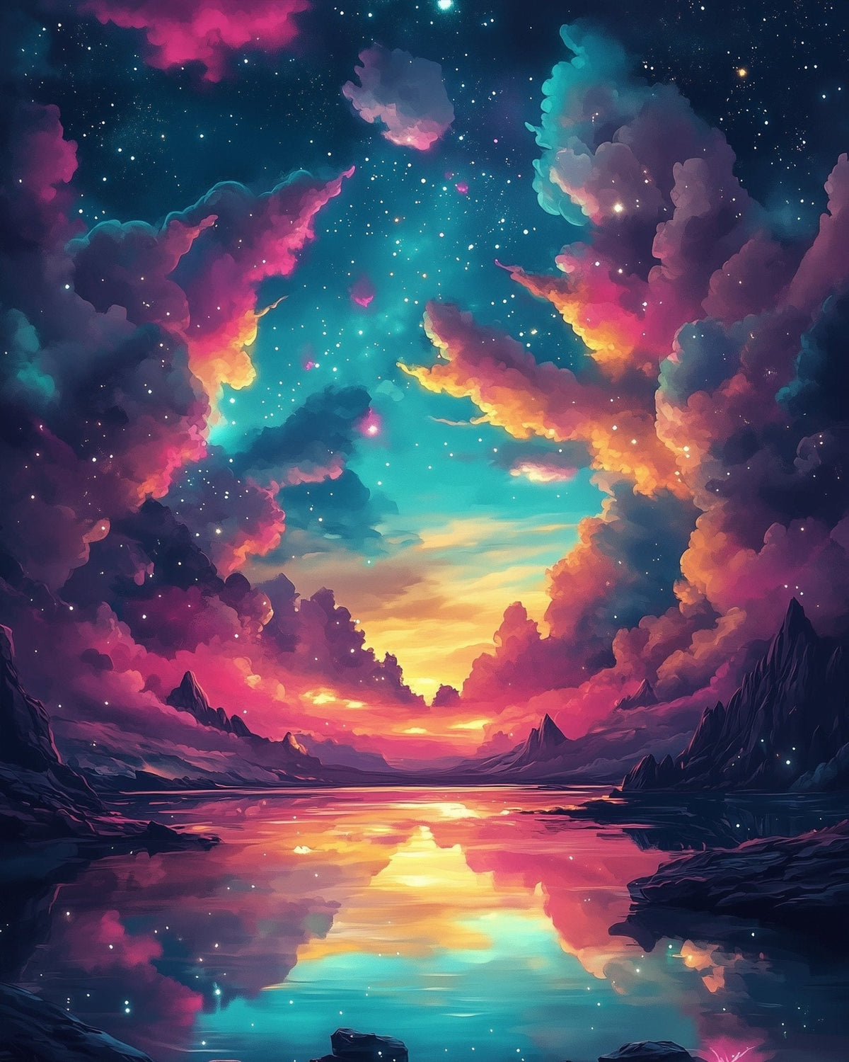 Cosmic Sunset Serenity - Galaxies - Judy Paint