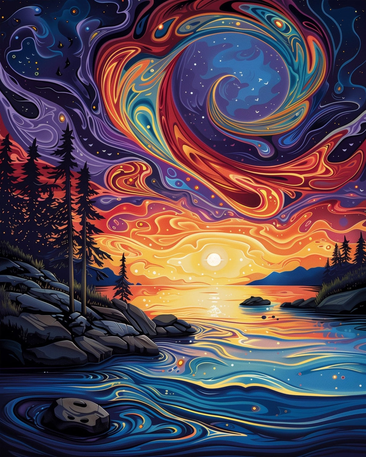 Cosmic Sunset Serenity - Sea Landscape - Judy Paint