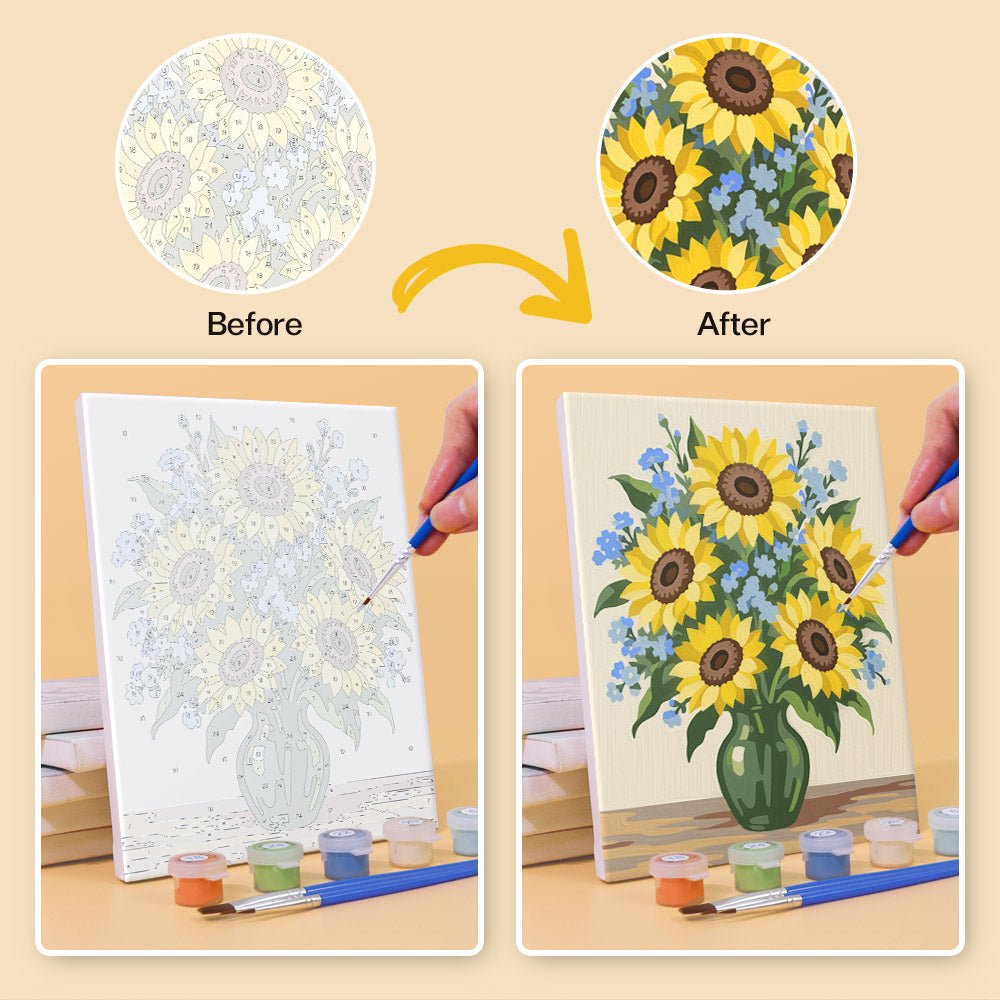 Before and after painting by numbers
