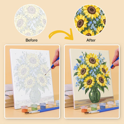 Before and after painting by numbers