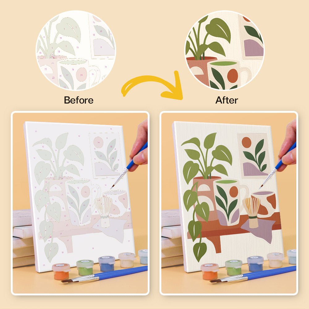 Before and after painting by numbers