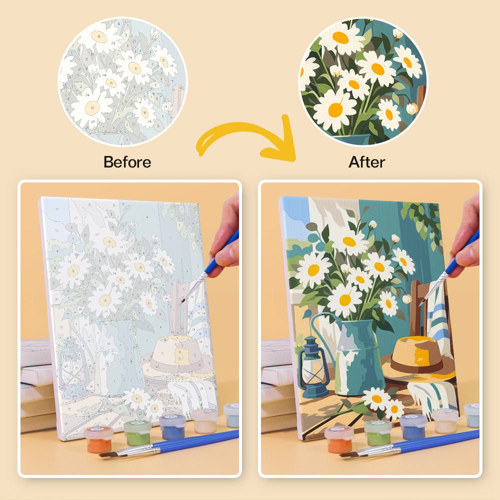 Before and after painting by numbers