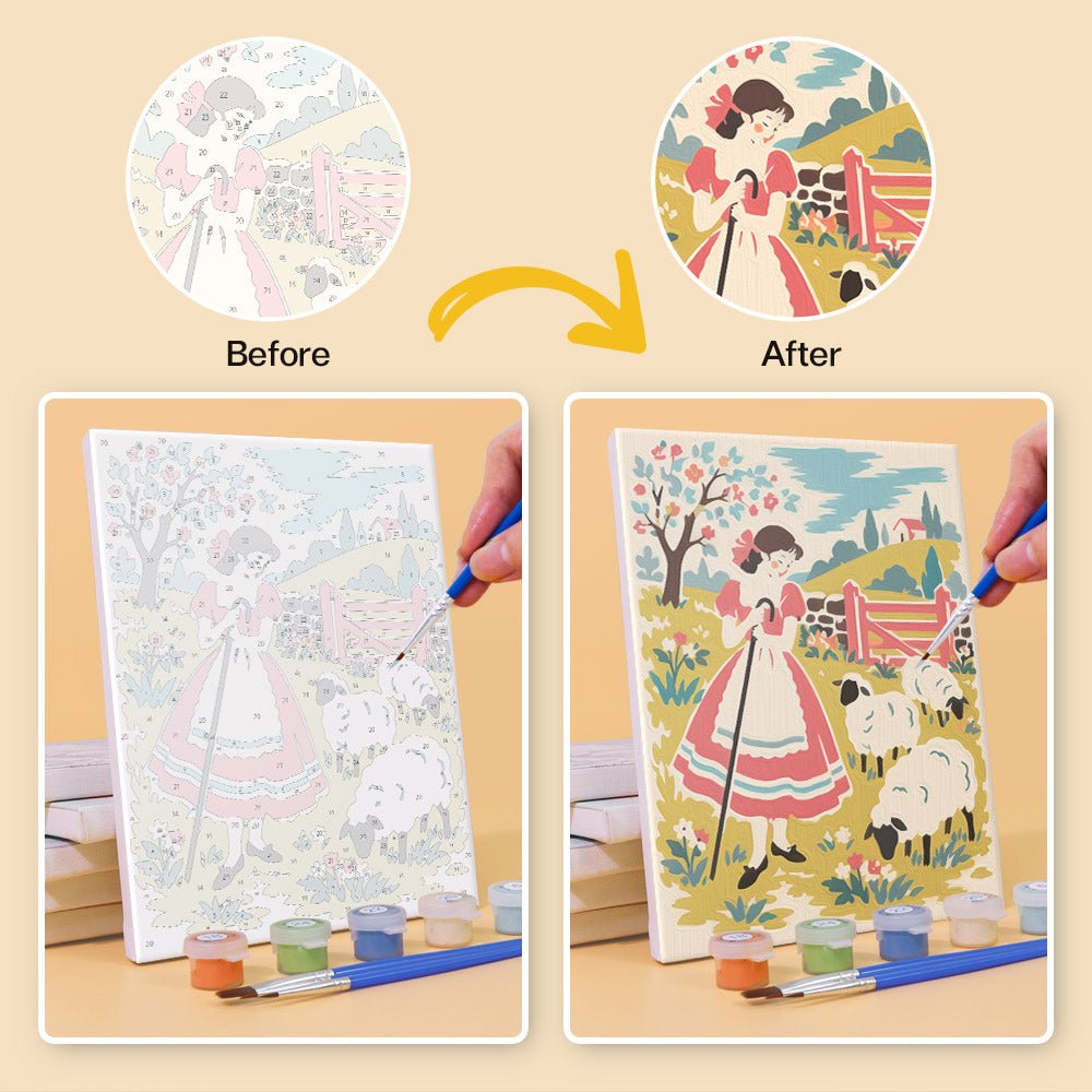 Before and after painting by numbers