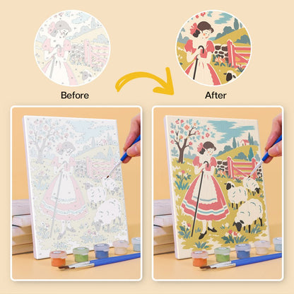 Before and after painting by numbers