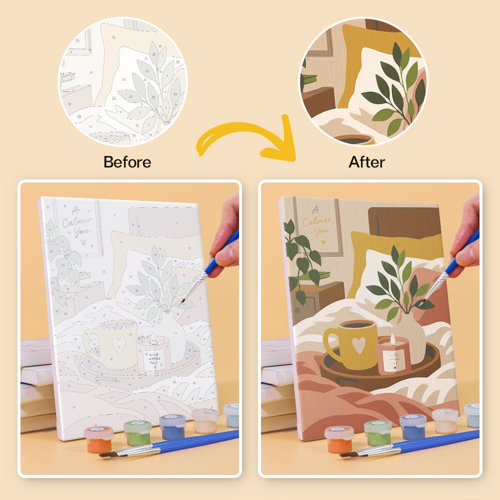 Before and after painting by numbers