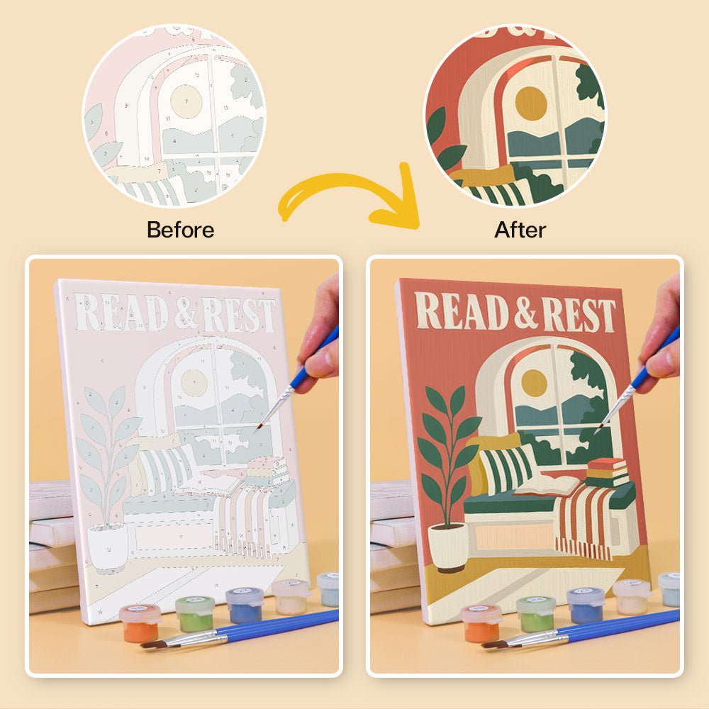 Before and after painting by numbers
