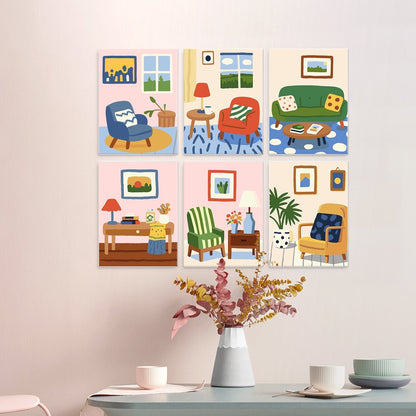 Cozy Corners – Set of 6 Mini Paintings - Judy Paint