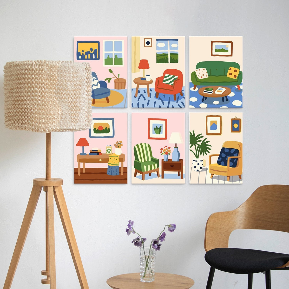 Cozy Corners – Set of 6 Mini Paintings - Judy Paint