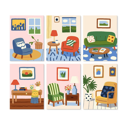 Cozy Corners – Set of 6 Mini Paintings - Judy Paint